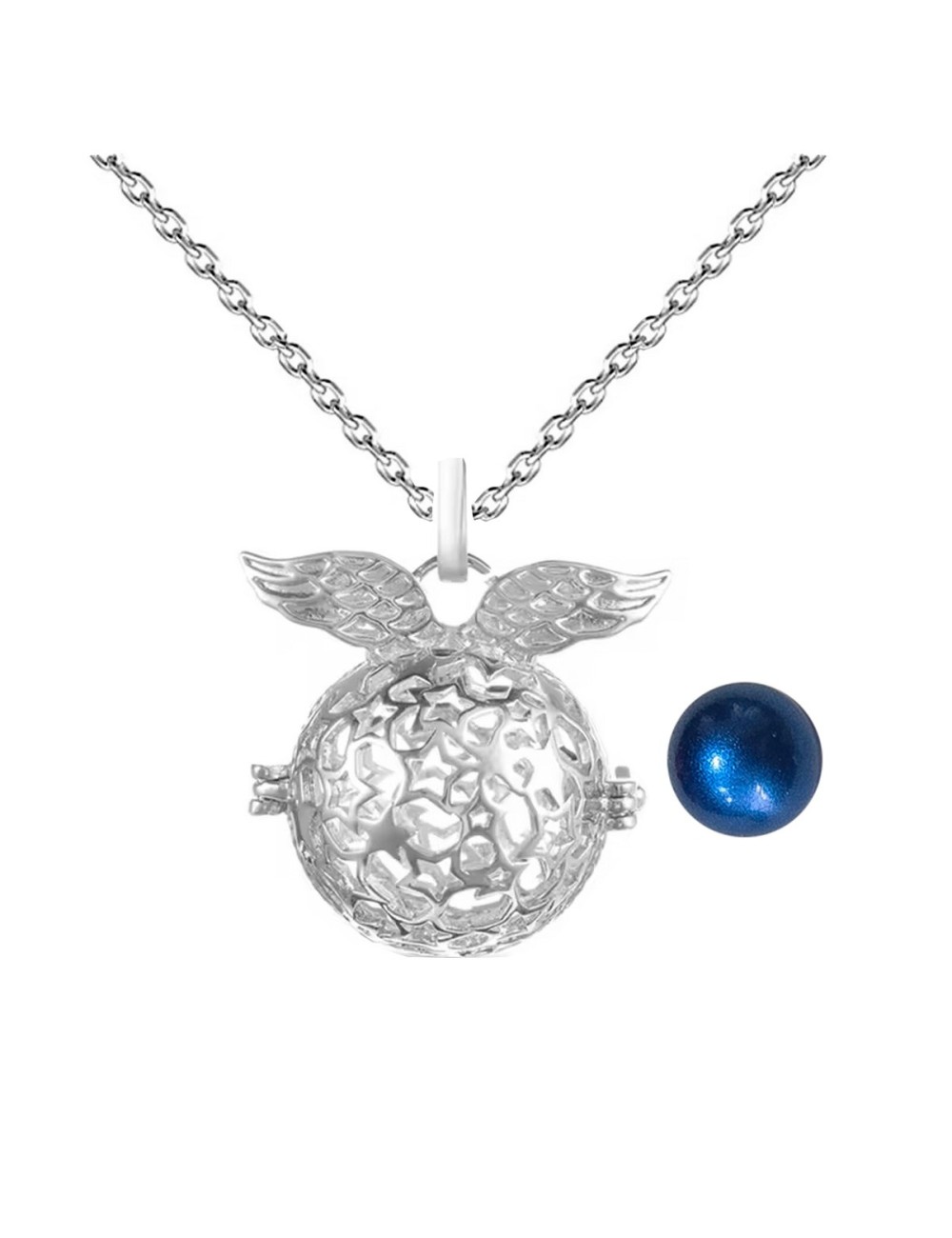 Collar Llamador De Angel Alas Estrellas Cascabel + Estuche
