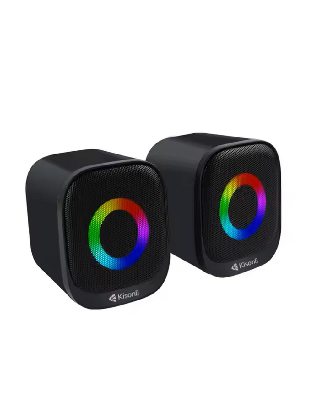 Parlante Para Pc Multimedia Luces Rgb Kisonli Usb Auxiliar