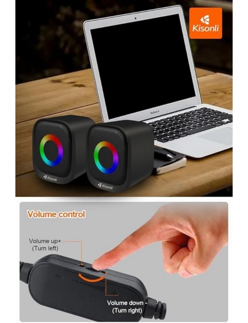 Parlante Para Pc Multimedia Luces Rgb Kisonli Usb Auxiliar