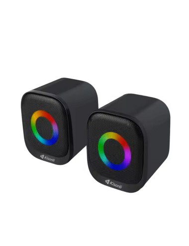 Parlante Para Pc Multimedia Luces Rgb Kisonli Usb Auxiliar