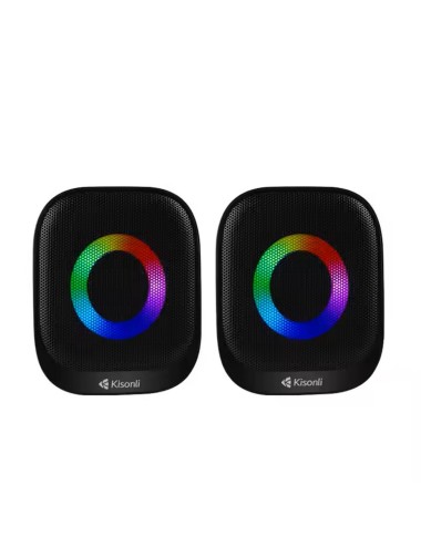 Parlante Para Pc Multimedia Luces Rgb Kisonli Usb Auxiliar