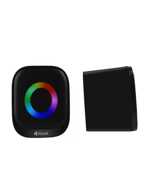 Parlante Para Pc Multimedia Luces Rgb Kisonli Usb Auxiliar