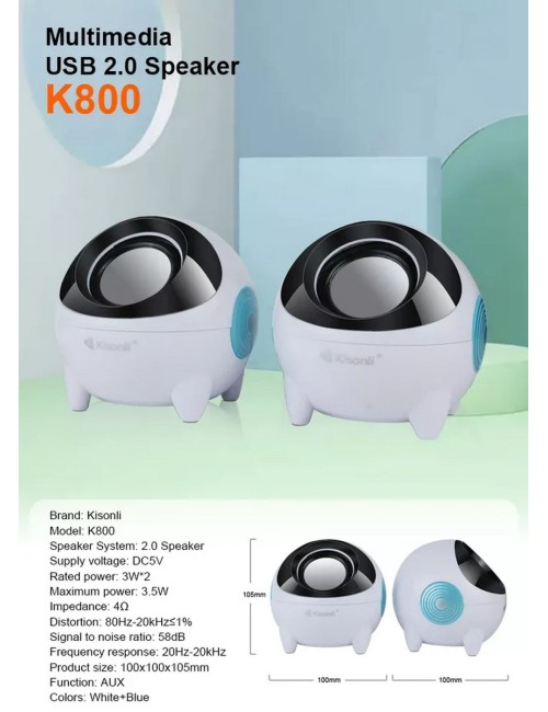 Parlante Para Pc Multimedia K800 Kisonli Usb Auxiliar