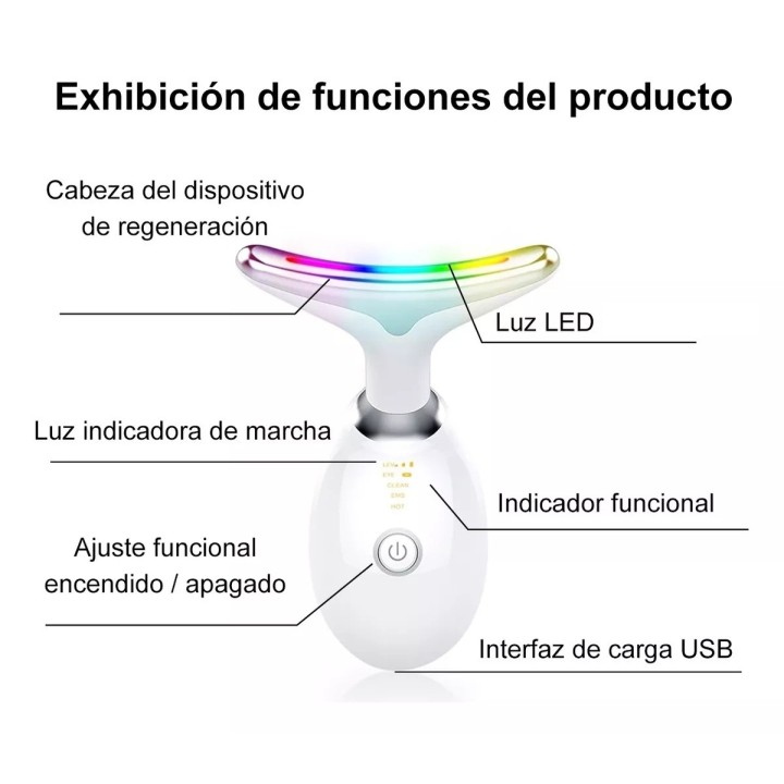 Masajeador Facial Rejuvenecimiento Luzportatil Recargable
