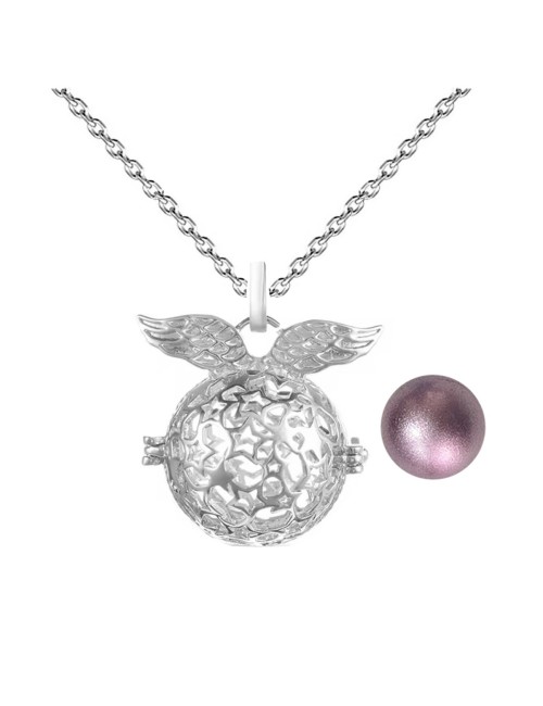 Collar Llamador De Angel Alas Estrellas Cascabel + Estuche