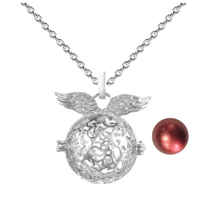 Collar Llamador De Angel Alas Estrellas Cascabel + Estuche