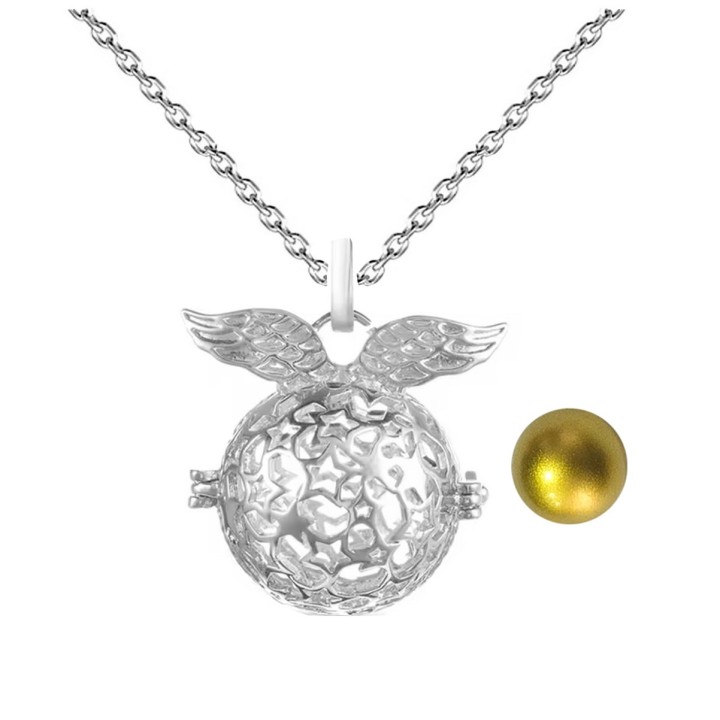 Collar Llamador De Angel Alas Estrellas Cascabel + Estuche