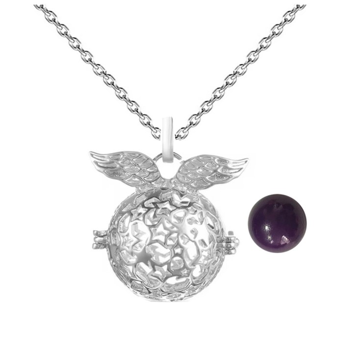Collar Llamador De Angel Alas Estrellas Cascabel + Estuche