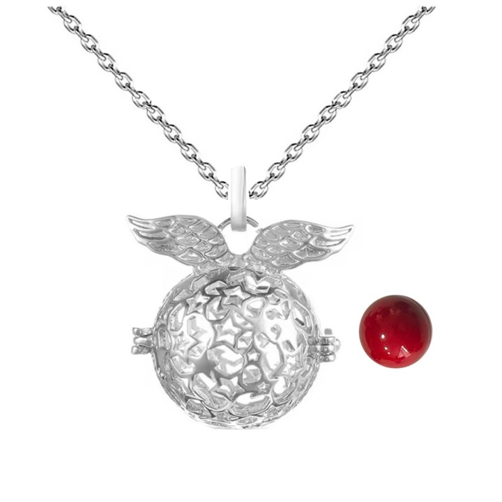 Collar Llamador De Angel Alas Estrellas Cascabel + Estuche