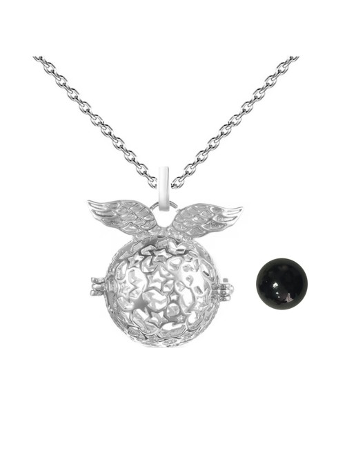 Collar Llamador De Angel Alas Estrellas Cascabel + Estuche