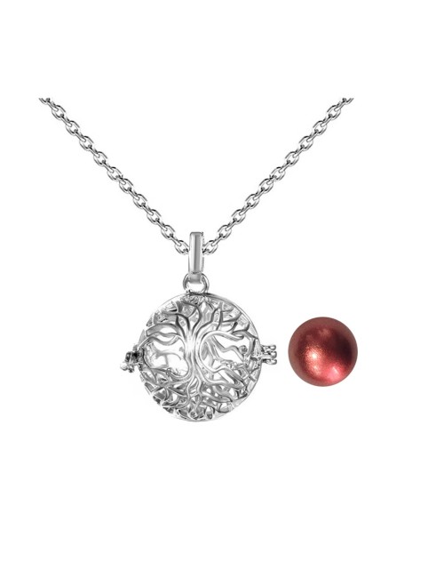 Collar Llamador De Angel Arbol De Vida Cascabel + Estuche