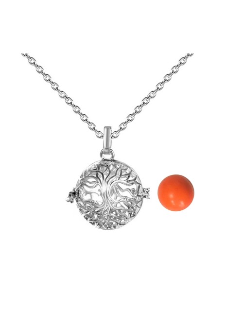 Collar Llamador De Angel Arbol De Vida Cascabel + Estuche