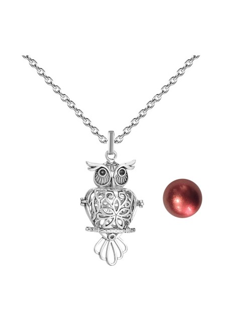 Collar Llamador De Angel Buho Sabiduria Cascabel + Estuche