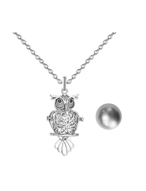 Collar Llamador De Angel Buho Sabiduria Cascabel + Estuche