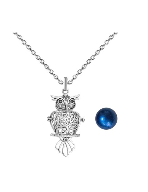 Collar Llamador De Angel Buho Sabiduria Cascabel + Estuche