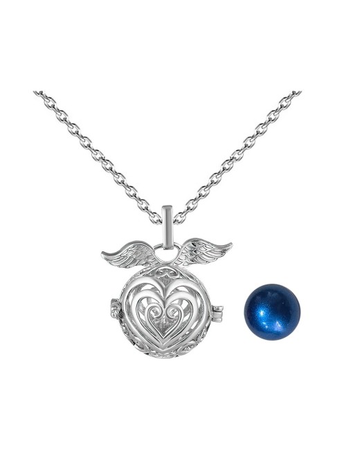 Collar Llamador De Angel Corazon Corazon Cascabel + Estuche