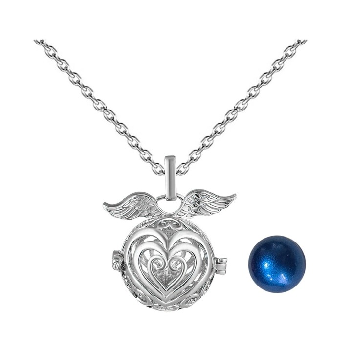 Collar Llamador De Angel Corazon Corazon Cascabel + Estuche