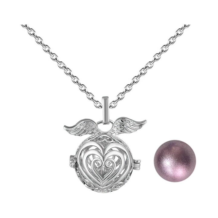Collar Llamador De Angel Corazon Corazon Cascabel + Estuche