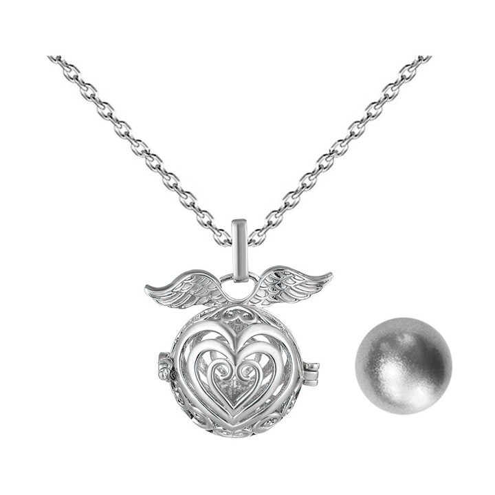 Collar Llamador De Angel Corazon Corazon Cascabel + Estuche