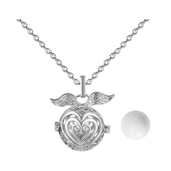 Collar Llamador De Angel Corazon Corazon Cascabel + Estuche