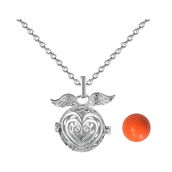 Collar Llamador De Angel Corazon Corazon Cascabel + Estuche
