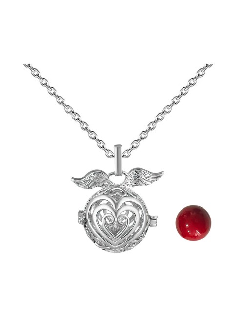 Collar Llamador De Angel Corazon Corazon Cascabel + Estuche