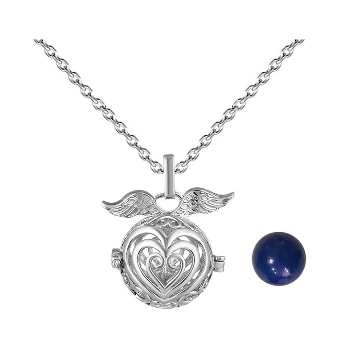 Collar Llamador De Angel Corazon Corazon Cascabel + Estuche