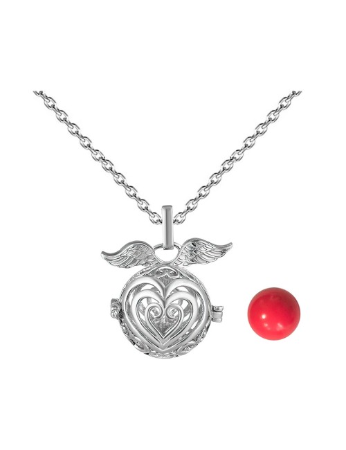 Collar Llamador De Angel Corazon Corazon Cascabel + Estuche