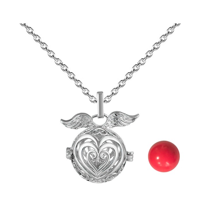 Collar Llamador De Angel Corazon Corazon Cascabel + Estuche
