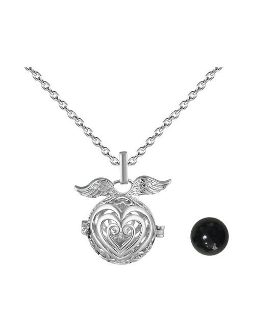 Collar Llamador De Angel Corazon Corazon Cascabel + Estuche