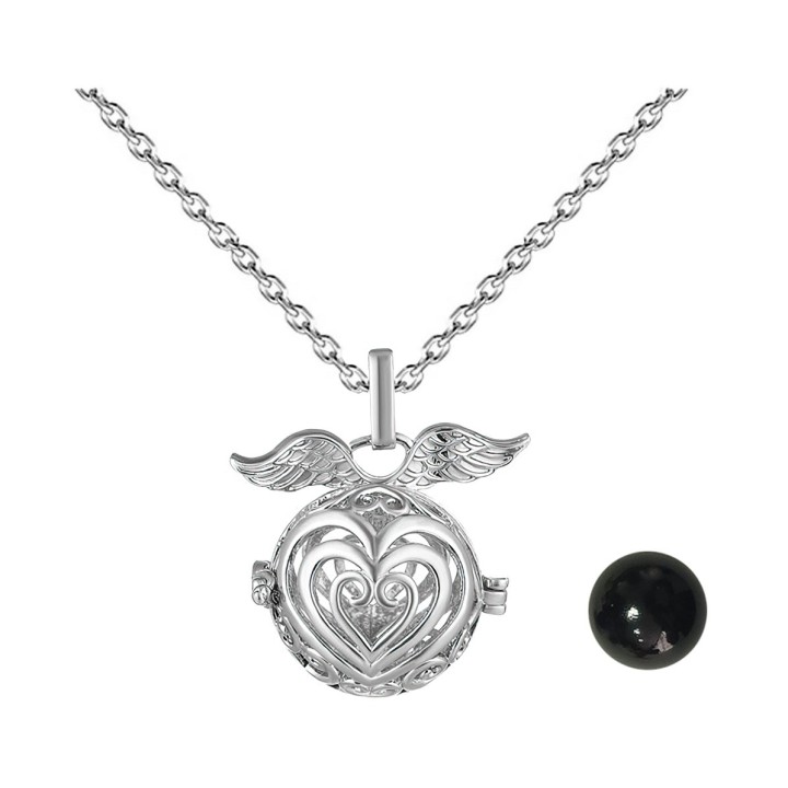Collar Llamador De Angel Corazon Corazon Cascabel + Estuche