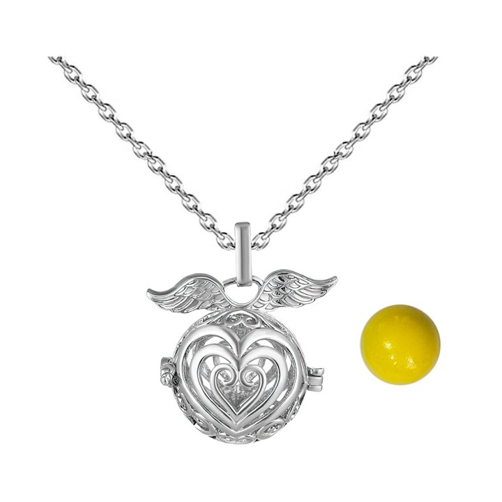 Collar Llamador De Angel Corazon Corazon Cascabel + Estuche