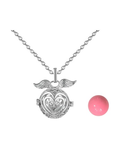 Collar Llamador De Angel Corazon Corazon Cascabel + Estuche