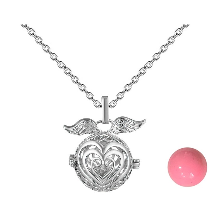 Collar Llamador De Angel Corazon Corazon Cascabel + Estuche