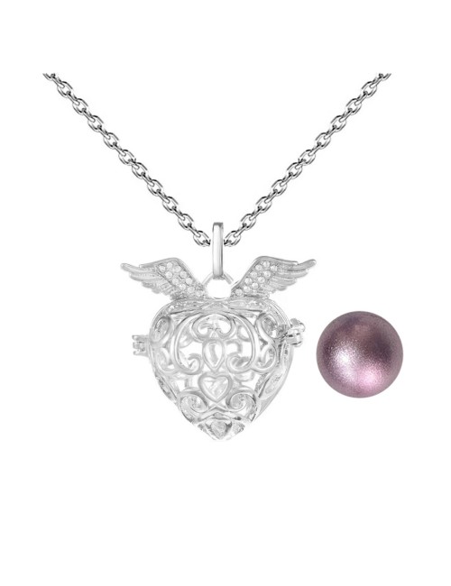 Collar Llamador De Angel Corazon Tribal Cascabel + Estuche