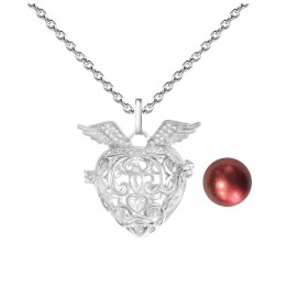 Collar Llamador De Angel Corazon Tribal Cascabel + Estuche