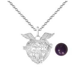 Collar Llamador De Angel Corazon Tribal Cascabel + Estuche