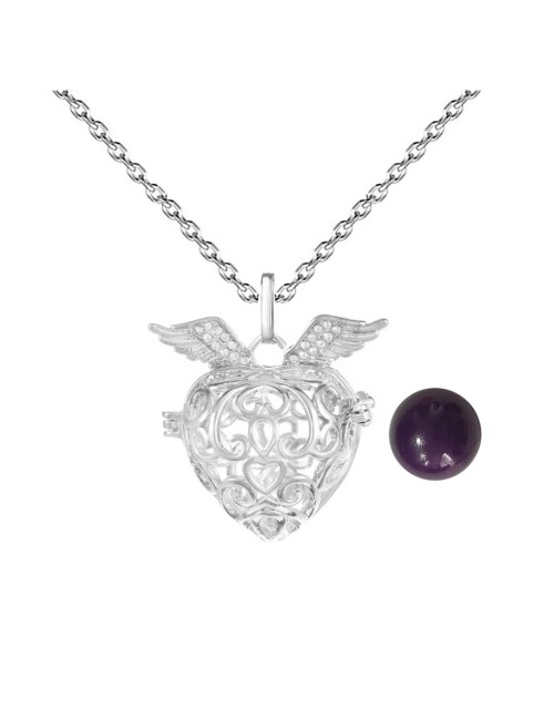 Collar Llamador De Angel Corazon Tribal Cascabel + Estuche