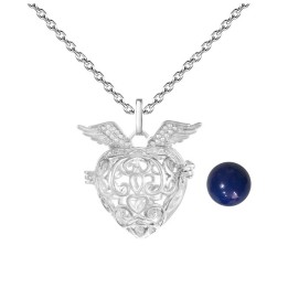 Collar Llamador De Angel Corazon Tribal Cascabel + Estuche