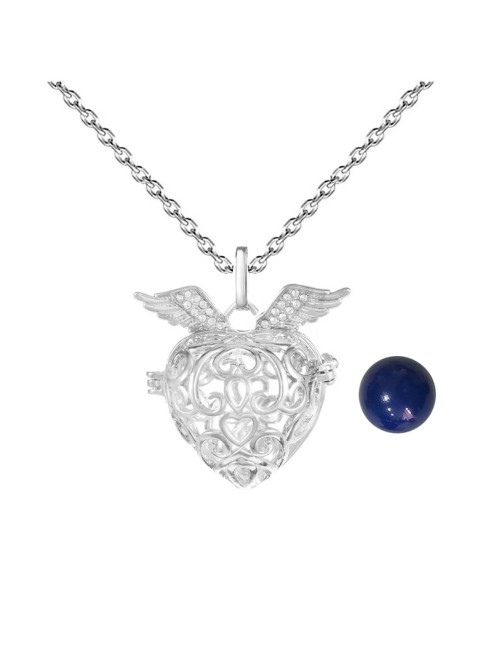 Collar Llamador De Angel Corazon Tribal Cascabel + Estuche