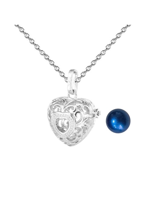 Collar Llamador De Angel Figura Corazon Cascabel + Estuche