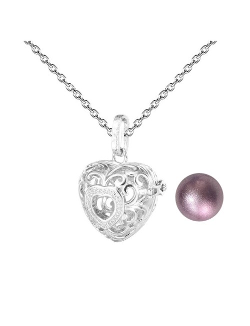 Collar Llamador De Angel Figura Corazon Cascabel + Estuche