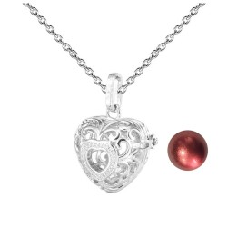 Collar Llamador De Angel Figura Corazon Cascabel + Estuche