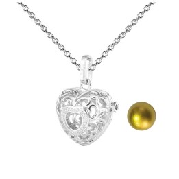 Collar Llamador De Angel Figura Corazon Cascabel + Estuche