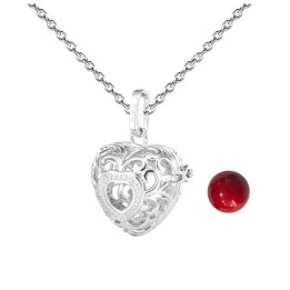 Collar Llamador De Angel Figura Corazon Cascabel + Estuche
