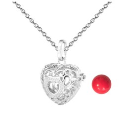 Collar Llamador De Angel Figura Corazon Cascabel + Estuche
