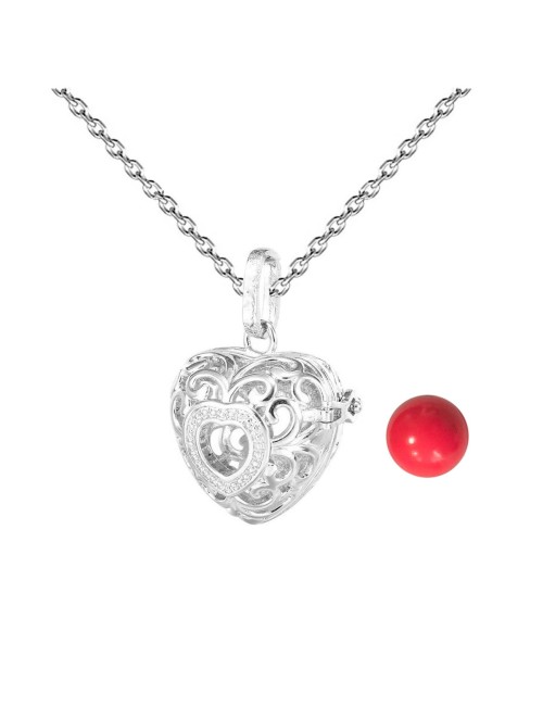 Collar Llamador De Angel Figura Corazon Cascabel + Estuche