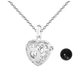 Collar Llamador De Angel Figura Corazon Cascabel + Estuche