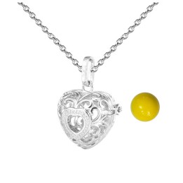 Collar Llamador De Angel Figura Corazon Cascabel + Estuche