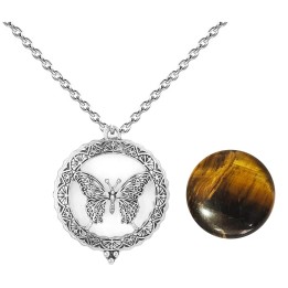 Collar Llamador De Angel Mariposa Proteccion Cuarzo +estuche